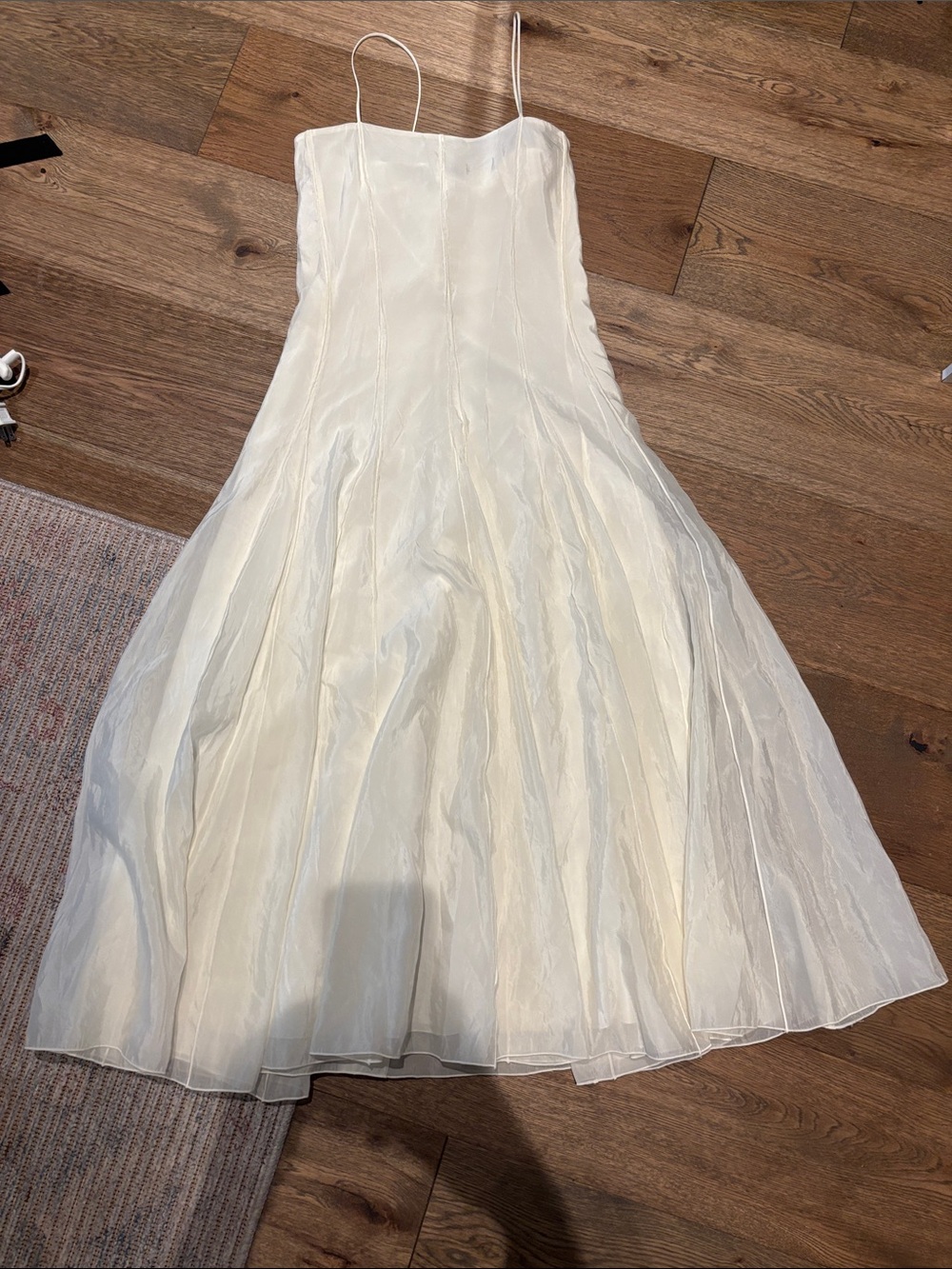 Massimo Dutti Ivory Spaghetti Strap A-Line Dress
